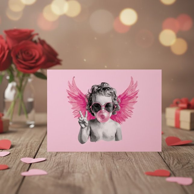 Alla hjärtans dag Blåser Bubbla Cupid  Vykort (Skapare uppladdad)