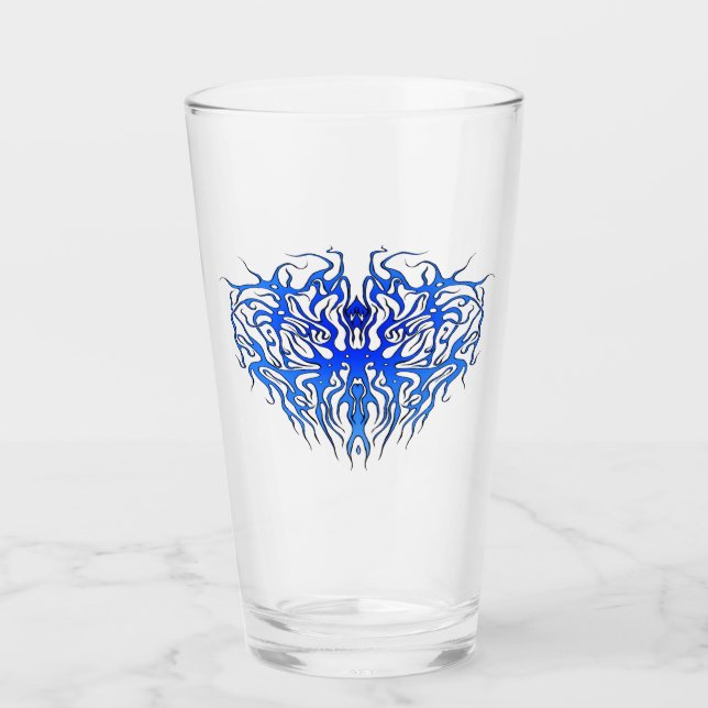 Alla hjärtans dag Blue Heart Tribal Tattoo Glaskopp (Framsida)