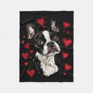 Alla hjärtans dag Boston Terrier Fleecefilt