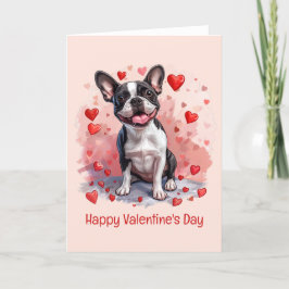 Alla hjärtans dag Boston Terrier Hund Helgkort