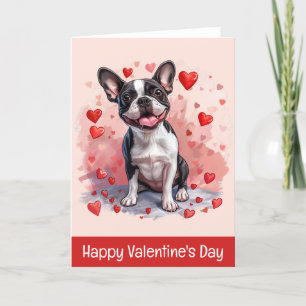 Alla hjärtans dag Boston Terrier Hund Helgkort
