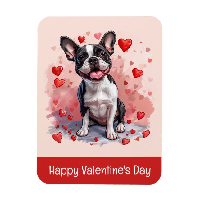 Alla hjärtans dag Boston Terrier Hund Magnet (Vertikal)