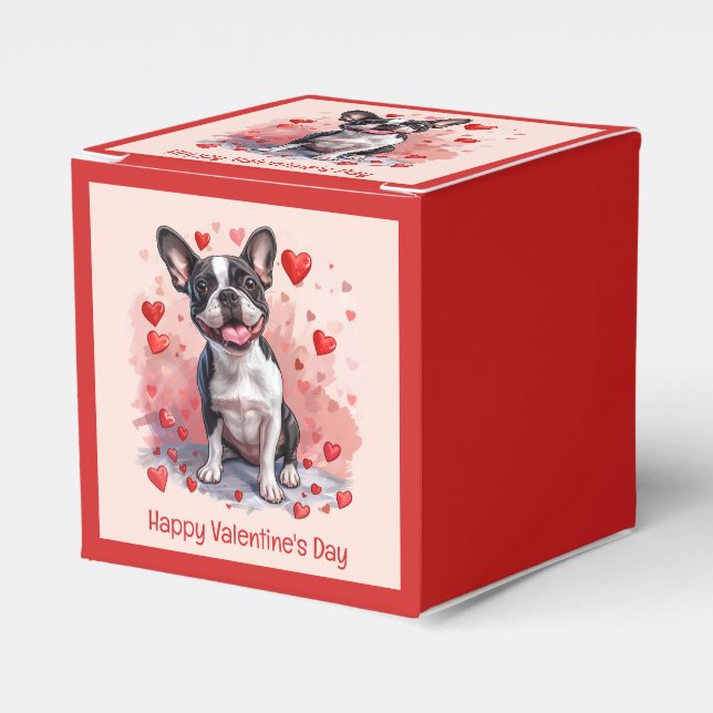 Alla hjärtans dag Boston Terrier Hund Presentaskar (Framsidan Sidan)