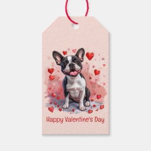 Alla hjärtans dag Boston Terrier Hund Presentetikett