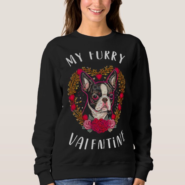 Alla hjärtans dag Boston Terrier Hund Valentine 4 T Shirt (Framsida)
