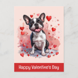 Alla hjärtans dag Boston Terrier Hund Vykort