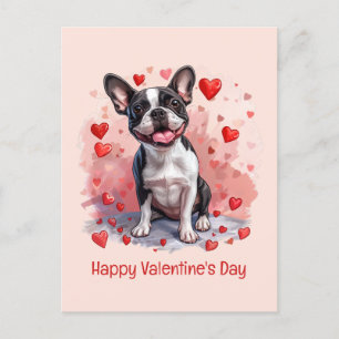 Alla hjärtans dag Boston Terrier Hund Vykort