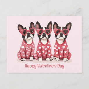 Alla hjärtans dag Boston Terrier Hundar Helg Vykort