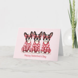 Alla hjärtans dag Boston Terrier Hundar Helgkort