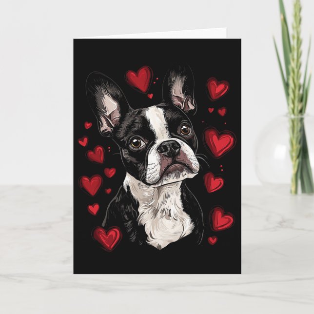 Alla hjärtans dag Boston Terrier  Kort (Framsida)