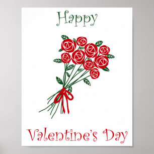Alla hjärtans dag Bouquet av rödblommor Poster