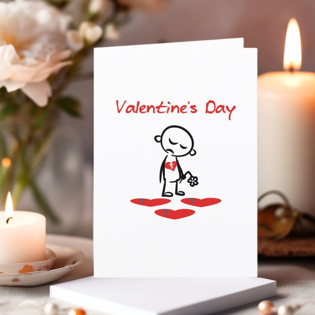 Alla hjärtans dag Brken Heart Man Färg Helgkort (Skapare uppladdad)
