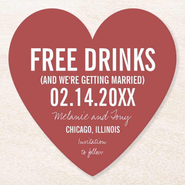 Alla hjärtans dag, Bröllop Funny Sparar datumet Underlägg Papper (Framsida)