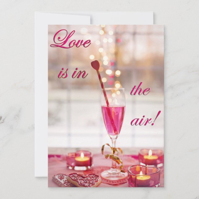 Alla hjärtans dag Bröllop Kärlek Champagne Julkort (Framsida)