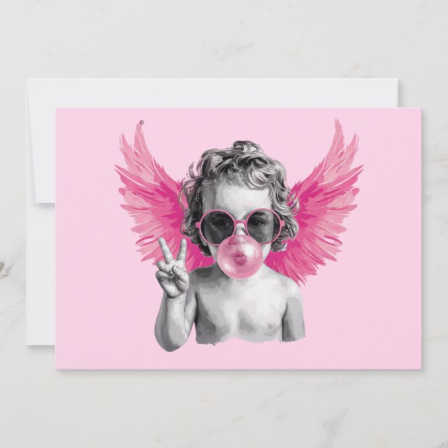 Alla hjärtans dag-bubblande Cupid Julkort (Framsida)