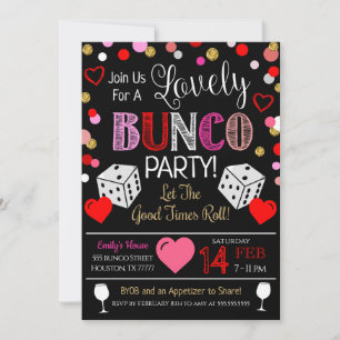 Alla hjärtans dag Bunco Party-inbjudan Inbjudningar