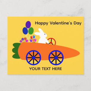 Alla hjärtans dag Bunny Carrot Car #2 vykort