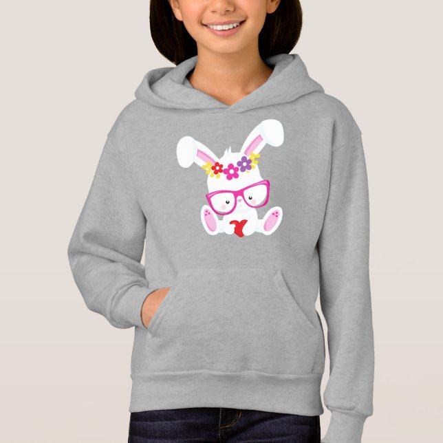 Alla hjärtans dag Bunny, Vit Bunny, Glass, Heart T Shirt (Framsida)