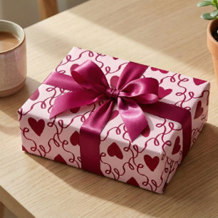 Alla hjärtans dag Burgundy Hjärt & Virvel Coquette Presentpapper