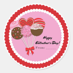 Alla hjärtans dag Cake Pops Personlig Partifavorit Runt Klistermärke
