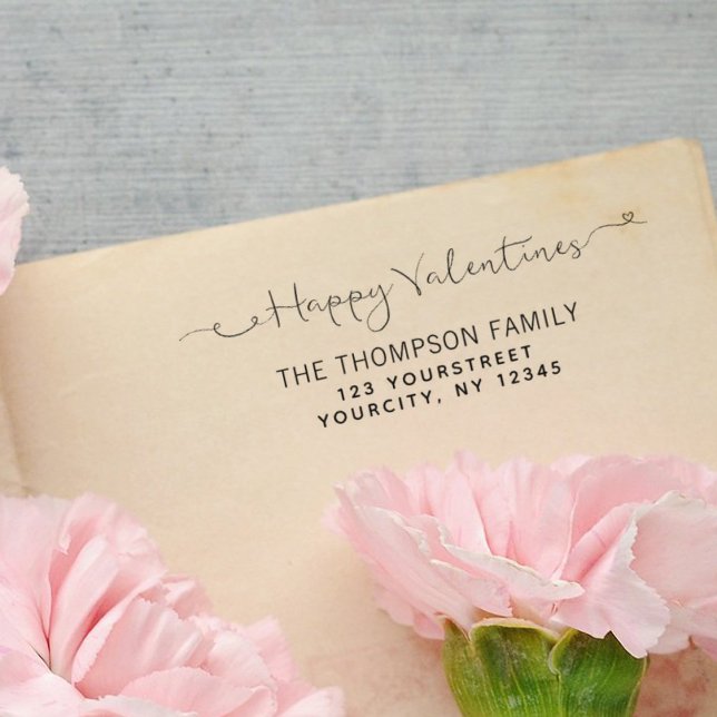 Alla hjärtans dag Calligraphy Returadress Självfärgande Stämpel (Skapare uppladdad)