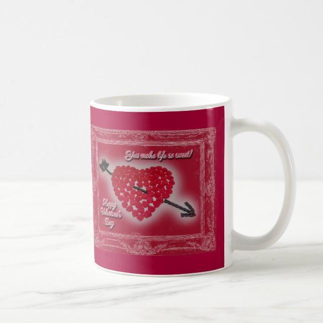Alla hjärtans dag Candy Heart Hälsning Kaffemugg (Höger)