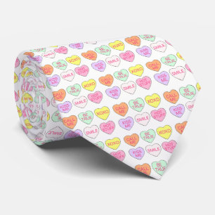 Alla hjärtans dag Candy Heart Pastel-konversation Slips