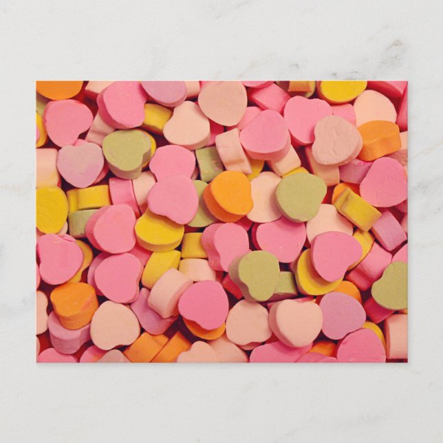 Alla hjärtans dag - Candy Hearts Helg Vykort (Framsida)