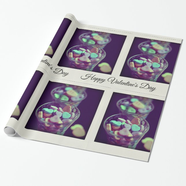 Alla hjärtans dag - Candy Hearts Instant Film Presentpapper (Utrullad)