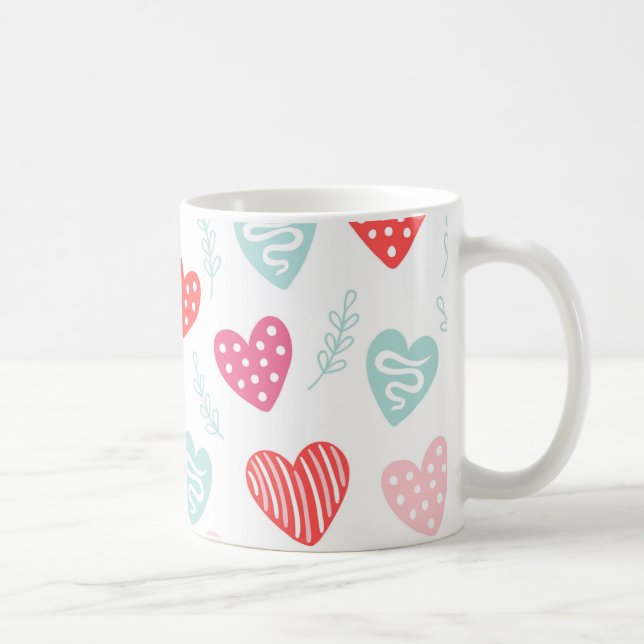 Alla hjärtans dag Candy Hearts Red Rosa Mönster Kaffemugg (Höger)