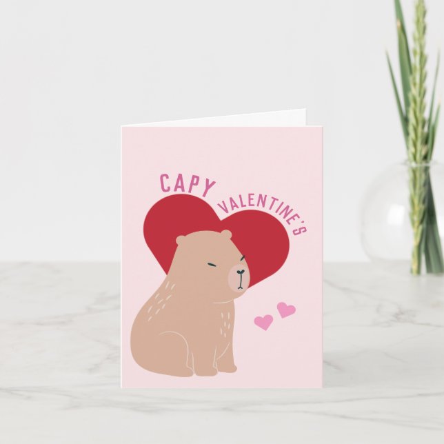 Alla hjärtans dag Capybara Capy Valentine Card Anteckningskort (Framsida)