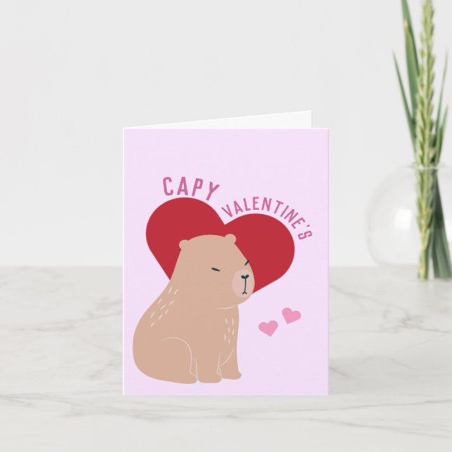 Alla hjärtans dag Capybara Capy Valentinkort Kort (Framsida)