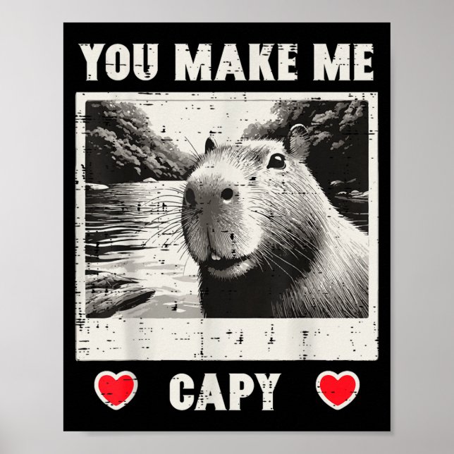 Alla hjärtans dag Capybara Selfie Gör mig capy män Poster (Framsidan)