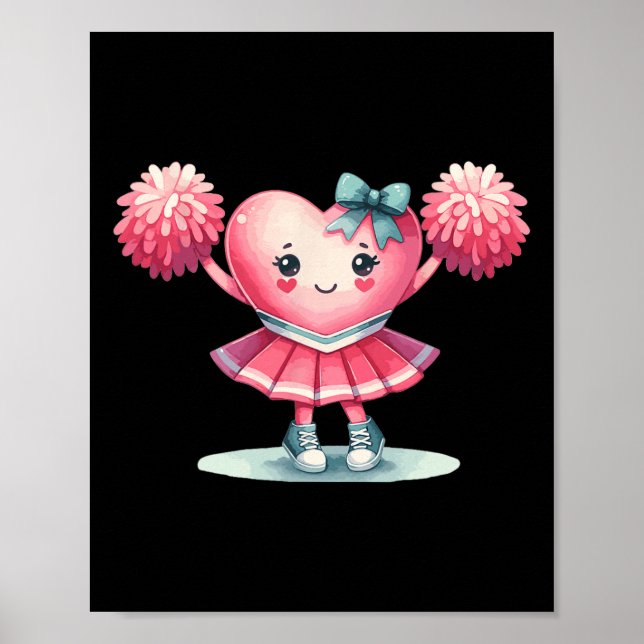 Alla hjärtans dag Cheerleader Cheerleading Cheer T Poster (Framsidan)