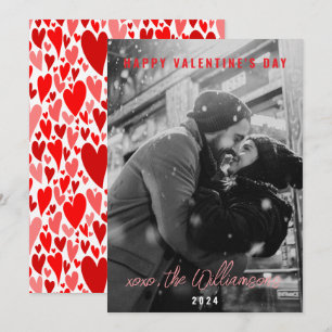 Alla hjärtans dag Chic Red Hearts par Photo Julkort