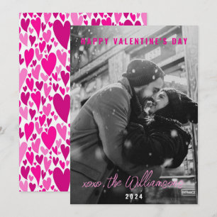 Alla hjärtans dag Chic Rosa Hearts par Photo Julkort