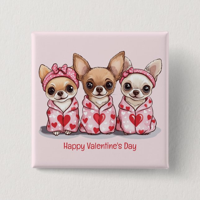 Alla hjärtans dag Chihuahua Hundar Knapp (Framsida)