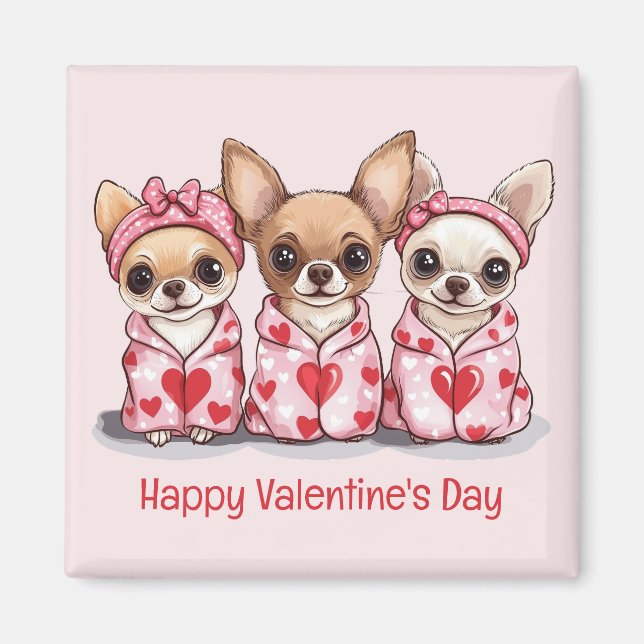 Alla hjärtans dag Chihuahua Hundar Magnet (Framsidan)