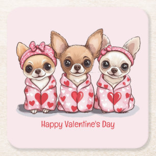 Alla hjärtans dag Chihuahua Hundar Underlägg Papper Kvadrat