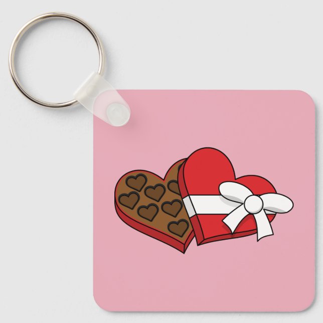 Alla hjärtans dag Chocolate Box Nyckelring (Framsida)