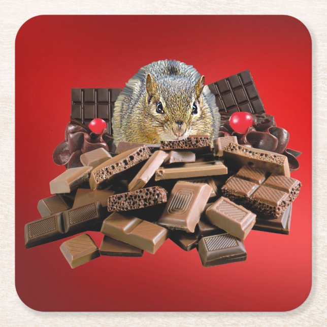 Alla hjärtans dag Chocolate Chipmunk Underlägg Papper Kvadrat (Framsidan)