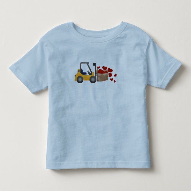 Alla hjärtans dag Construction Forklift Heart T Shirt (Framsida)