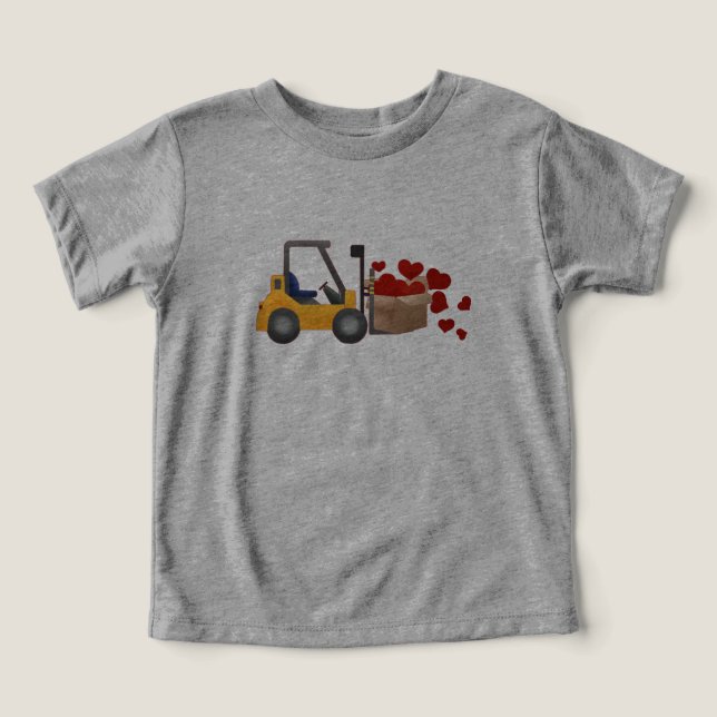 Alla hjärtans dag Construction Forklift Heart T Shirt (Design Framsida)
