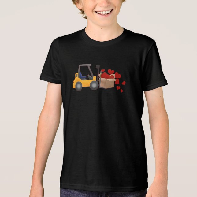 Alla hjärtans dag Construction Forklift Heart T Shirt (Framsida)