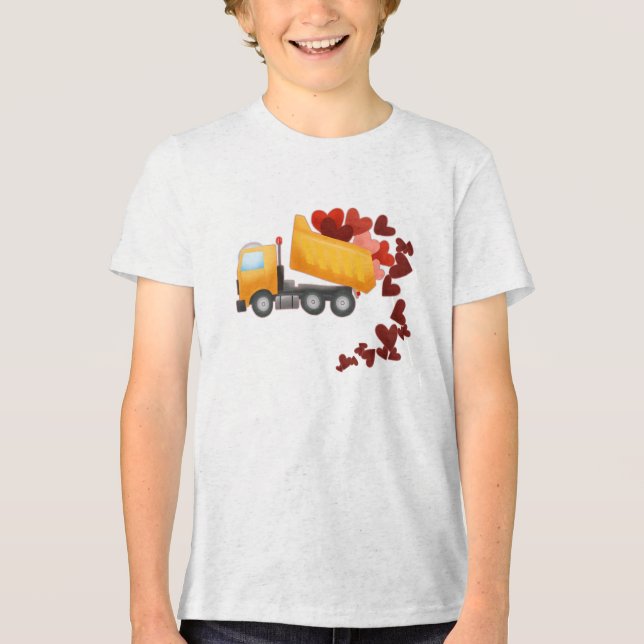 Alla hjärtans dag Construction Lastbil Heart T Shirt (Framsida)