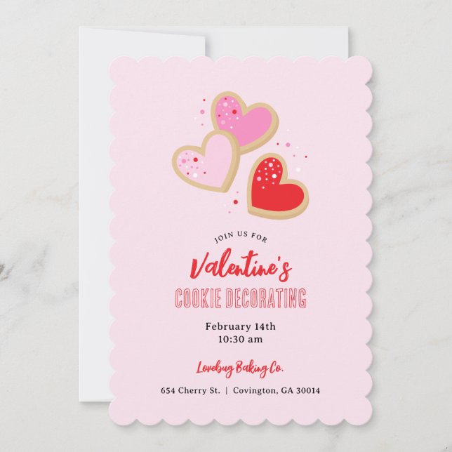 Alla hjärtans dag Cookie Dekorering Party Inbjudningar (Framsida)