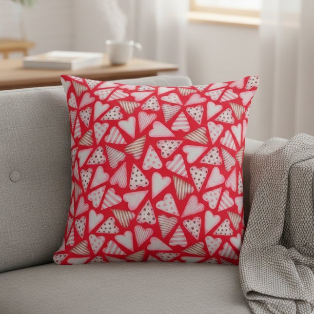 Alla hjärtans dag Cookie Hearts vattenfärg Kudde (Skapare uppladdad)