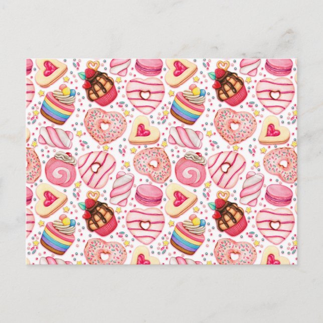 Alla hjärtans dag-cookies och Muffinsar Vykort (Framsida)