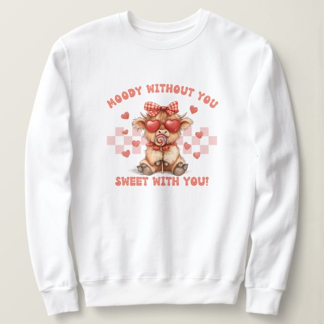 Alla hjärtans dag Coquette Highland Cow T Shirt (Design framsida)
