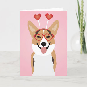 Alla hjärtans dag Corgi Hund Helgkort